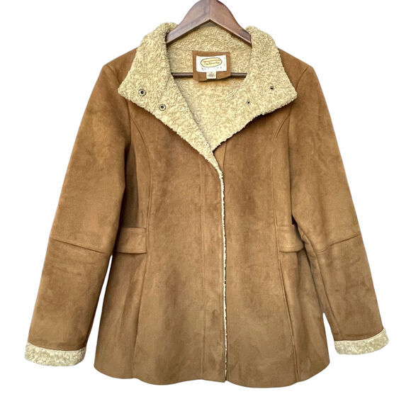 Talbots Women Brown Imitation‎ Suede Jacket Size PS Pockets Mock Neckline Lined - Picture 1 of 12